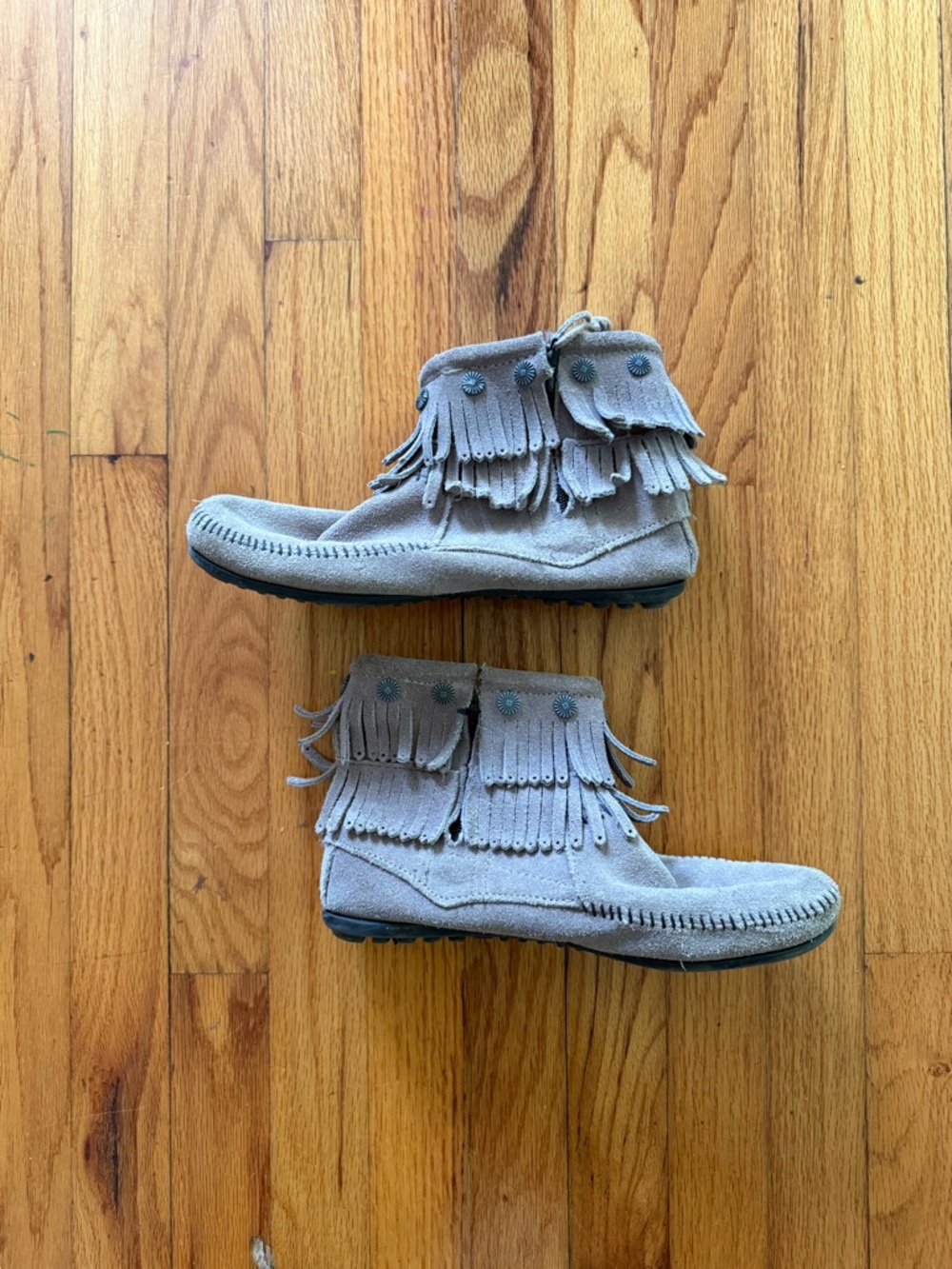 Minnetonka Fringe Moccasin Ankle Boots